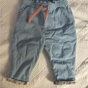Baby Boden 6-9 months Blue Heart Patch Pants